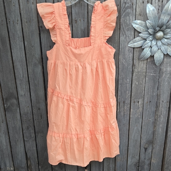 En Saison Peach Ruffle Midi Dress - Picture 4 of 8